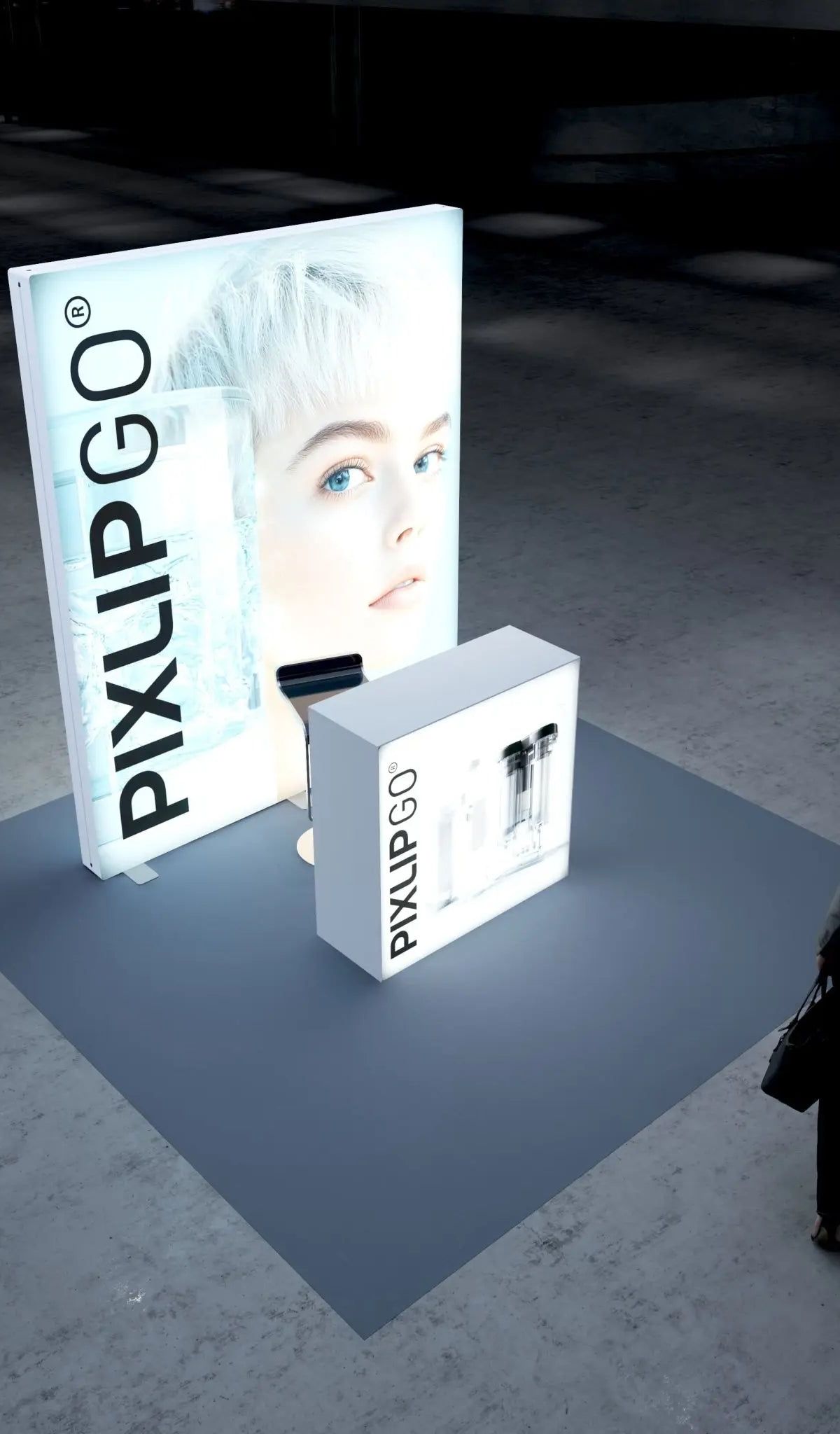 PIXLIP MESSESTAND S-04 – hinterleuchteter Pop-up-Messestand für Messen und Kongresse in der Schweiz