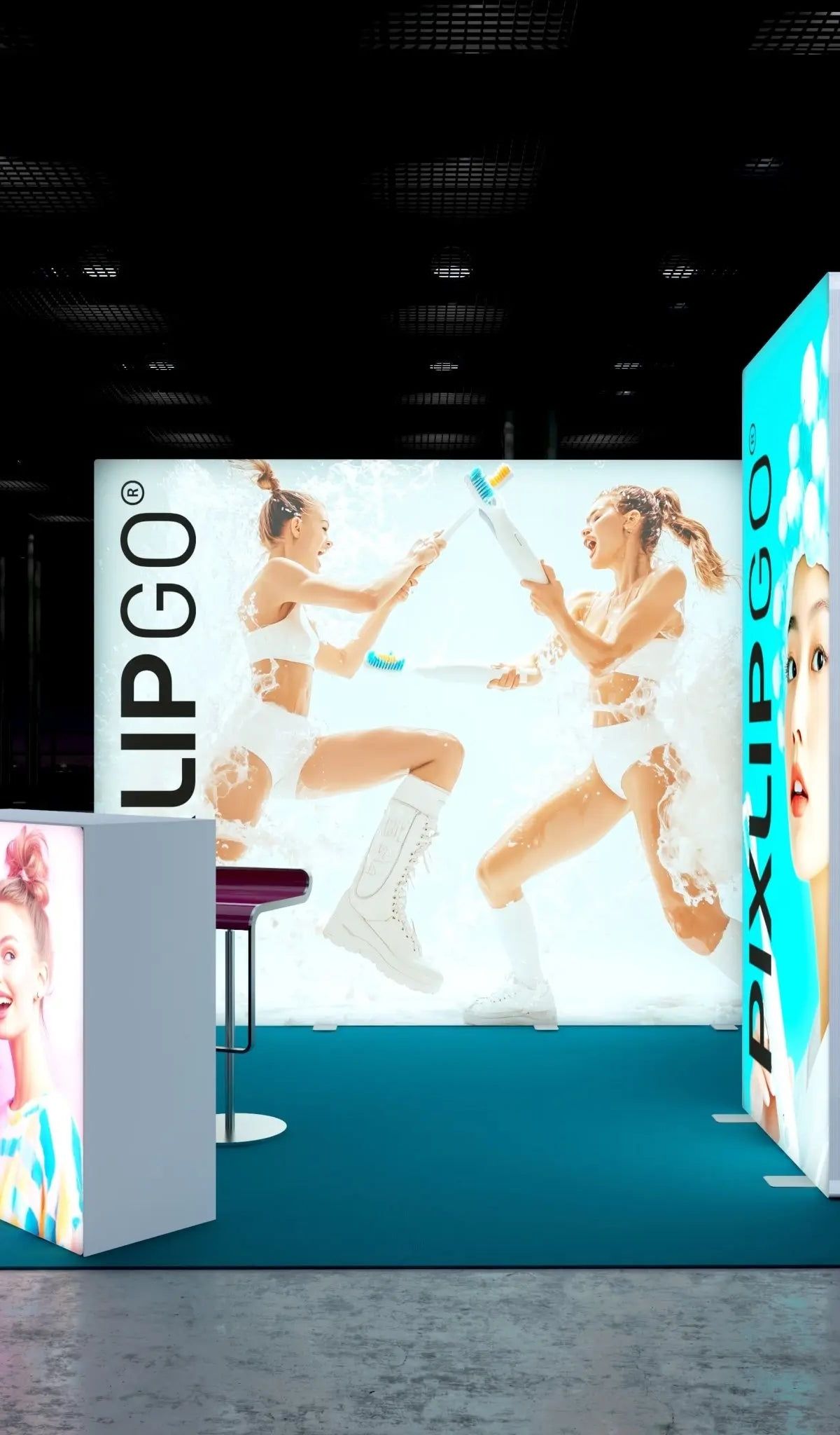 PIXLIP MESSESTAND S-05 – hinterleuchteter Pop-up-Messestand für Messen und Kongresse in der Schweiz